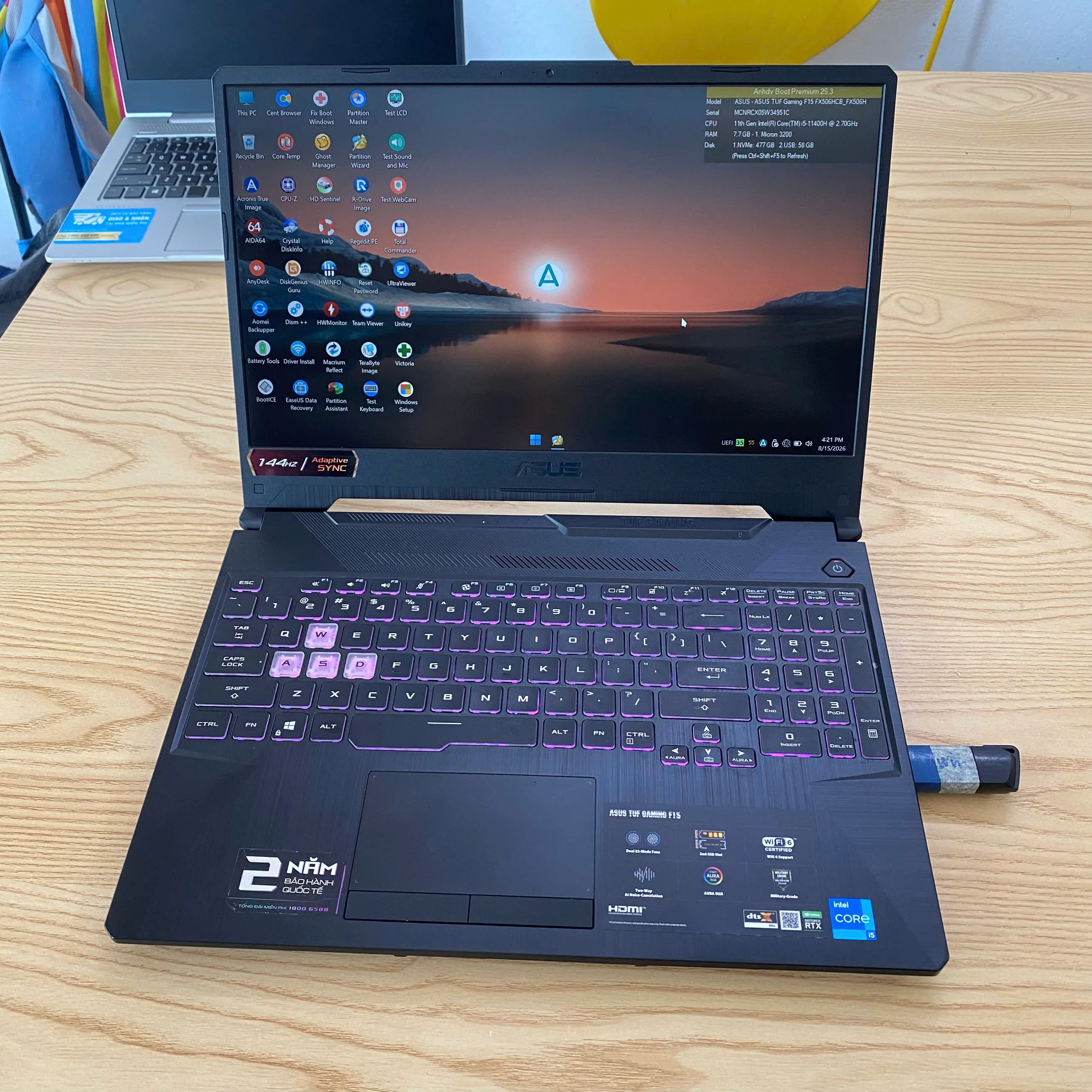 ASUS TUF F15 FX506HC Core i5-11400H/ Ram 8GB/ SSD 512GB/ RTX 3050/ 15.6 144HZ