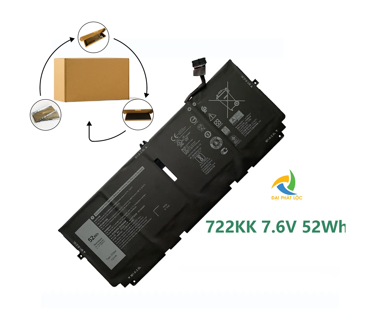 Làm cell pin laptop Dell XPS 13 9300 9310 mã 722KK