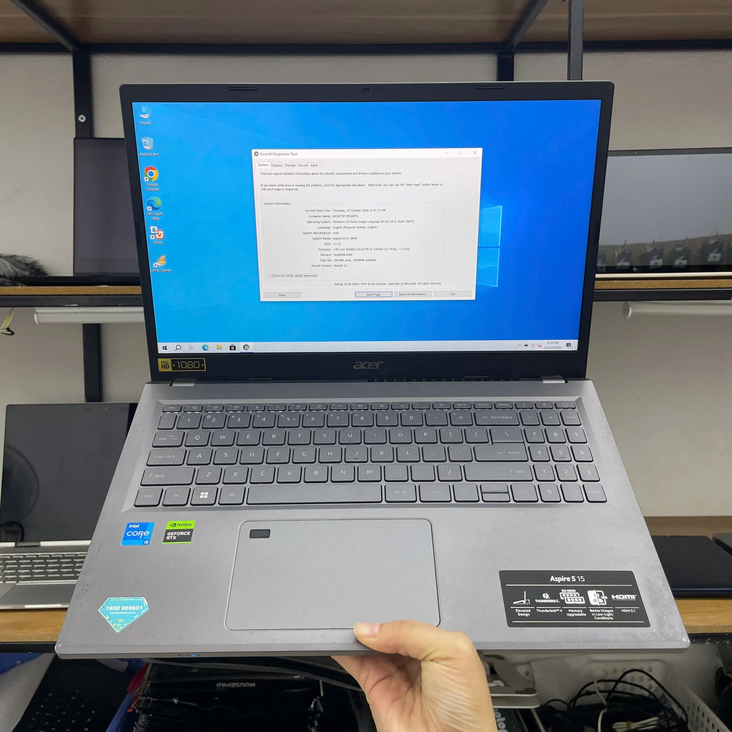 Acer Asprice A515-58GM Core i5-13420H/Ram 16GB/SSD 512GB/RTX 2050/15.6"FHD