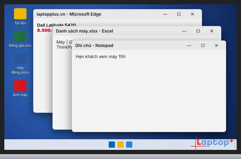 Bấm lại Windows + D để các cửa sổ hiện lại như cũ