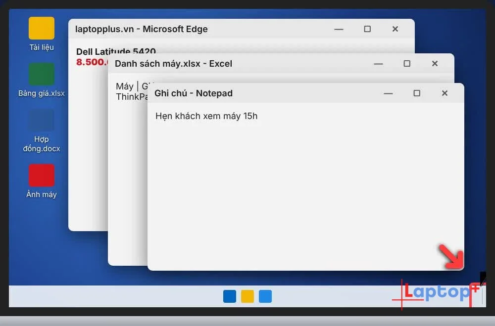 Nút Show desktop ở góc phải thanh taskbar Windows