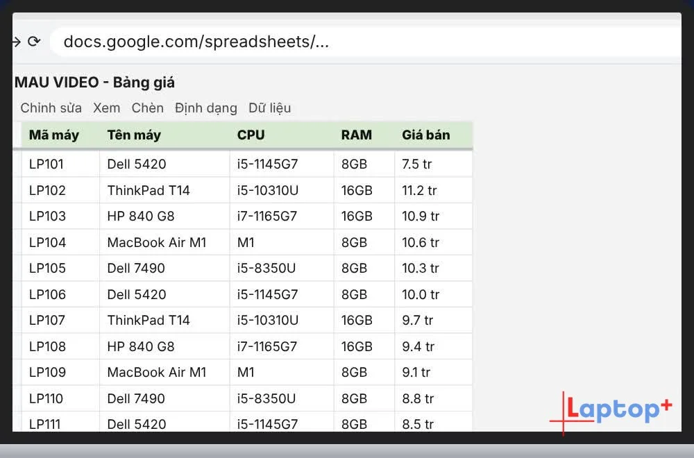 Bỏ cố định dòng trong Google Sheets