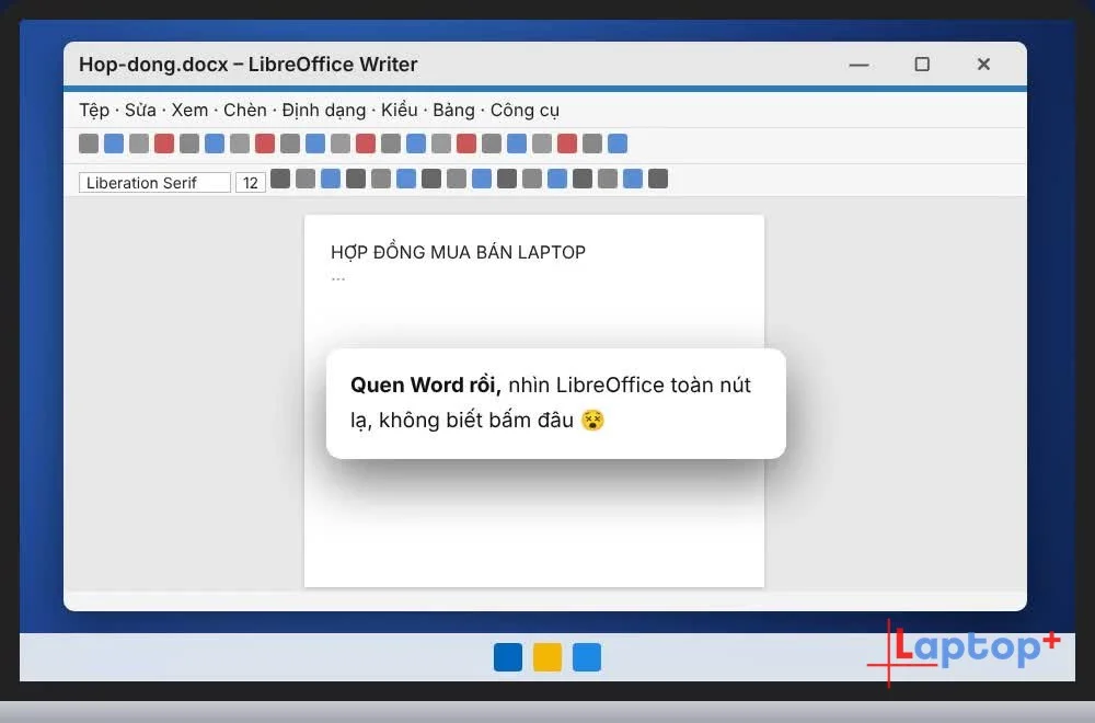Giao diện mặc định Thanh công cụ chuẩn của LibreOffice