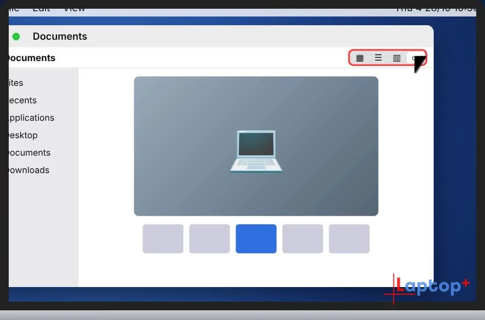 Finder trên MacBook ở kiểu xem Gallery