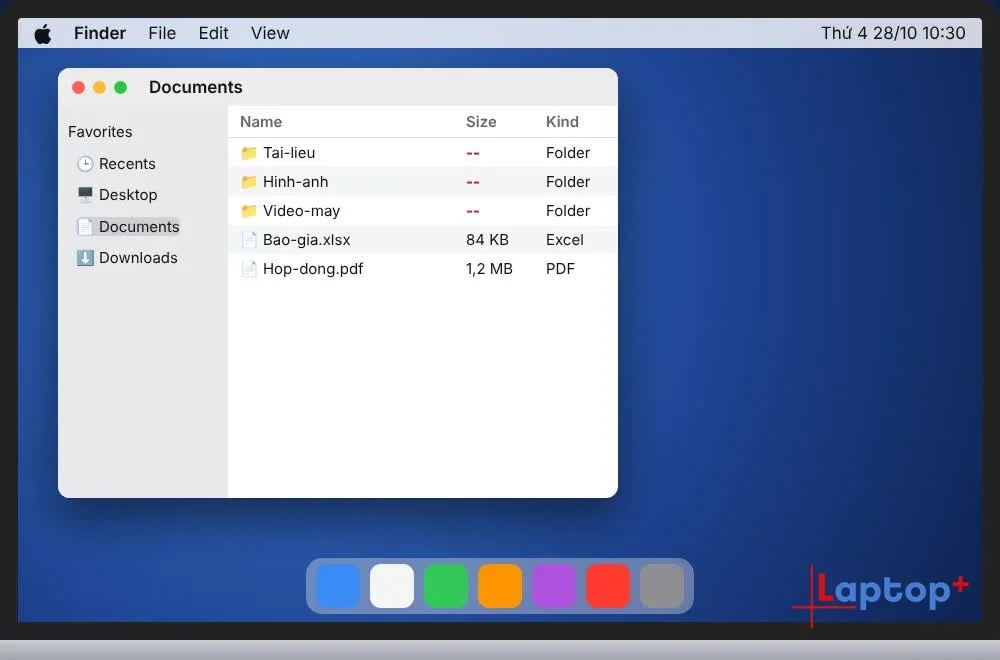 Finder dạng danh sách, cột Size thư mục hiện dấu gạch