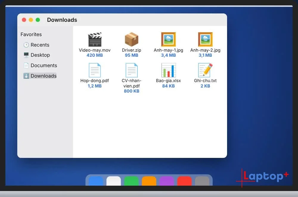 Sắp xếp file theo Size, file nặng nhất lên đầu