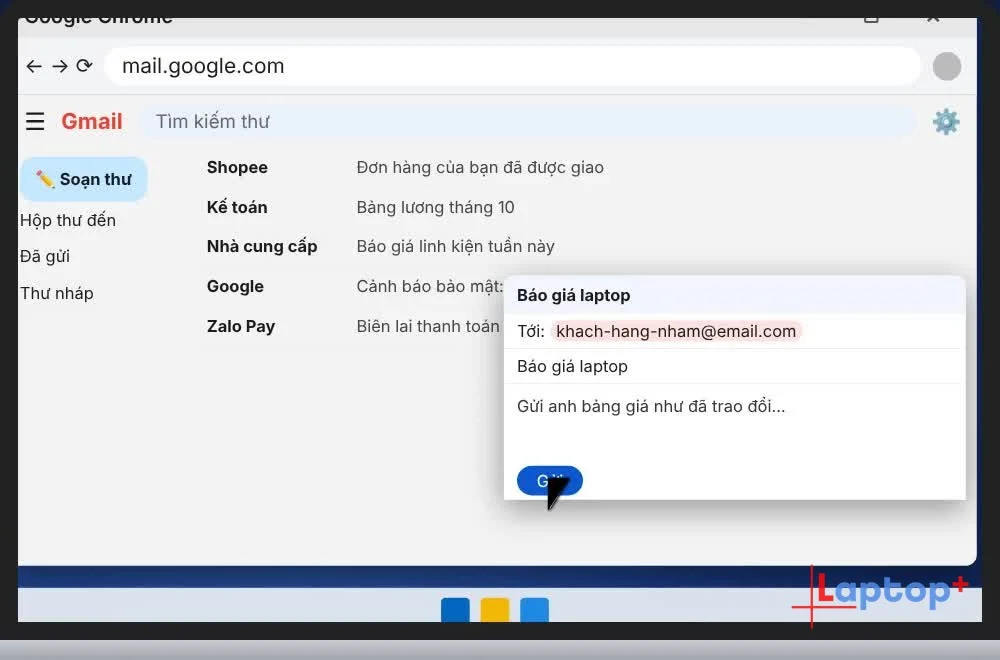 Soạn thư và bấm Gửi trong Gmail