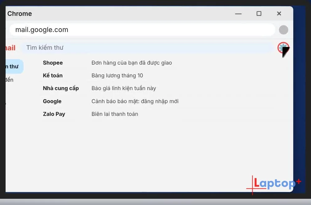 Bấm biểu tượng bánh răng Cài đặt trong Gmail