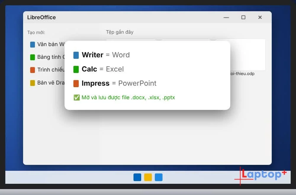 LibreOffice mở và lưu được file docx, xlsx, pptx