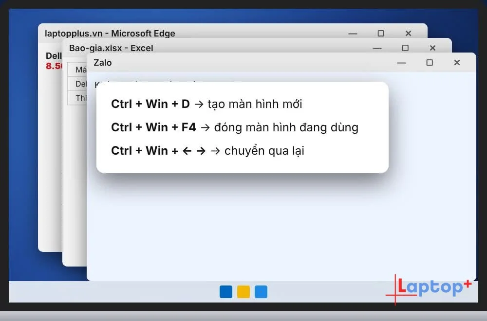 Phím tắt chuyển màn hình ảo trên Windows: Ctrl + Win + ← → (Thủ thuật Windows – Tập 10)