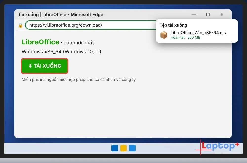 File cài đặt LibreOffice .msi trong thư mục Downloads